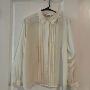 Yves St Clair Cream Dress Shirt with Textural Details